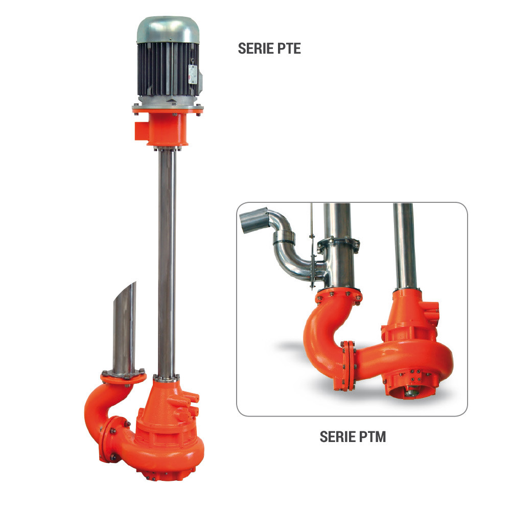 Bomba sumergigle trituradora vertical con motor eléctrico externo serie pte-ptem cri-man